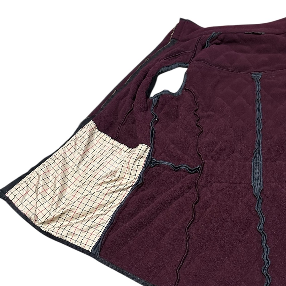 Barbour Women's Quilted Wray Gilet Vest Black Burgundy Fleece Interior Size 10 - Picture 11 of 14